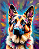 Expressive German Shepherd Dog Artwork with Intense Eyes