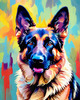 Expressive German Shepherd Dog Artwork with Intense Eyes