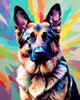 Expressive German Shepherd Dog Artwork with Intense Eyes