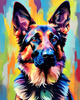Expressive German Shepherd Dog Artwork with Intense Eyes