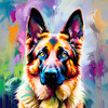 Expressive German Shepherd Dog Artwork with Intense Eyes
