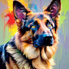 Expressive German Shepherd Dog Artwork with Intense Eyes
