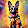 Expressive German Shepherd Dog Artwork with Intense Eyes