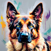 Expressive German Shepherd Dog Artwork with Intense Eyes