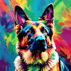 Expressive German Shepherd Dog Artwork with Intense Eyes