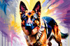 Expressive German Shepherd Dog Artwork with Intense Eyes