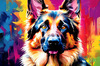 Expressive German Shepherd Dog Artwork with Intense Eyes