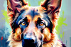 Expressive German Shepherd Dog Artwork with Intense Eyes