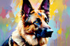 Expressive German Shepherd Dog Artwork with Intense Eyes