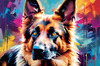 Expressive German Shepherd Dog Artwork with Intense Eyes
