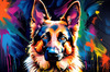 Expressive German Shepherd Dog Artwork with Intense Eyes