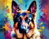 Expressive German Shepherd Dog Artwork with Intense Eyes