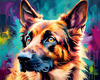 Expressive German Shepherd Dog Artwork with Intense Eyes