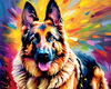 Expressive German Shepherd Dog Artwork with Intense Eyes