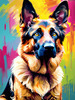 Expressive German Shepherd Dog Artwork with Intense Eyes