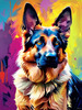 Expressive German Shepherd Dog Artwork with Intense Eyes