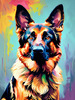Expressive German Shepherd Dog Artwork with Intense Eyes
