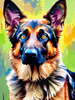 Expressive German Shepherd Dog Artwork with Intense Eyes