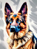 Expressive German Shepherd Dog Artwork with Intense Eyes