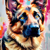 Expressive German Shepherd Dog Artwork with Intense Eyes