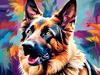 Expressive German Shepherd Dog Artwork with Intense Eyes