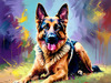 Expressive German Shepherd Dog Artwork with Intense Eyes