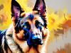 Expressive German Shepherd Dog Artwork with Intense Eyes