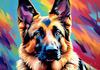 Expressive German Shepherd Dog Artwork with Intense Eyes