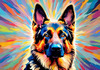 Expressive German Shepherd Dog Artwork with Intense Eyes