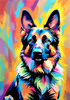 Expressive German Shepherd Dog Artwork with Intense Eyes