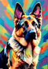 Expressive German Shepherd Dog Artwork with Intense Eyes