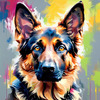 Expressive German Shepherd Dog Artwork with Intense Eyes