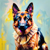 Expressive German Shepherd Dog Artwork with Intense Eyes
