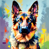 Expressive German Shepherd Dog Artwork with Intense Eyes