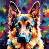 Expressive German Shepherd Dog Artwork with Intense Eyes