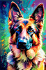 Expressive German Shepherd Dog Artwork with Intense Eyes