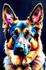 Expressive German Shepherd Dog Artwork with Intense Eyes