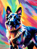 Expressive German Shepherd Dog Artwork with Intense Eyes