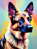 Expressive German Shepherd Dog Artwork with Intense Eyes