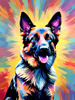 Expressive German Shepherd Dog Artwork with Intense Eyes