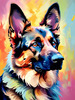 Expressive German Shepherd Dog Artwork with Intense Eyes