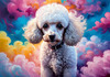 Expressive Poodle Art Print with Swirling Patterns in a Fantasy Landscape