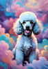 Expressive Poodle Art Print with Swirling Patterns in a Fantasy Landscape