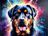 Expressive Rottweiler Art Print with Shield-like Patterns