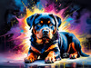 Expressive Rottweiler Art Print with Shield-like Patterns