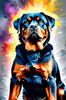 Expressive Rottweiler Art Print with Shield-like Patterns