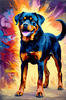 Expressive Rottweiler Art Print with Shield-like Patterns
