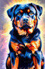 Expressive Rottweiler Art Print with Shield-like Patterns