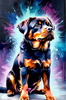 Expressive Rottweiler Art Print with Shield-like Patterns