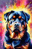 Expressive Rottweiler Art Print with Shield-like Patterns